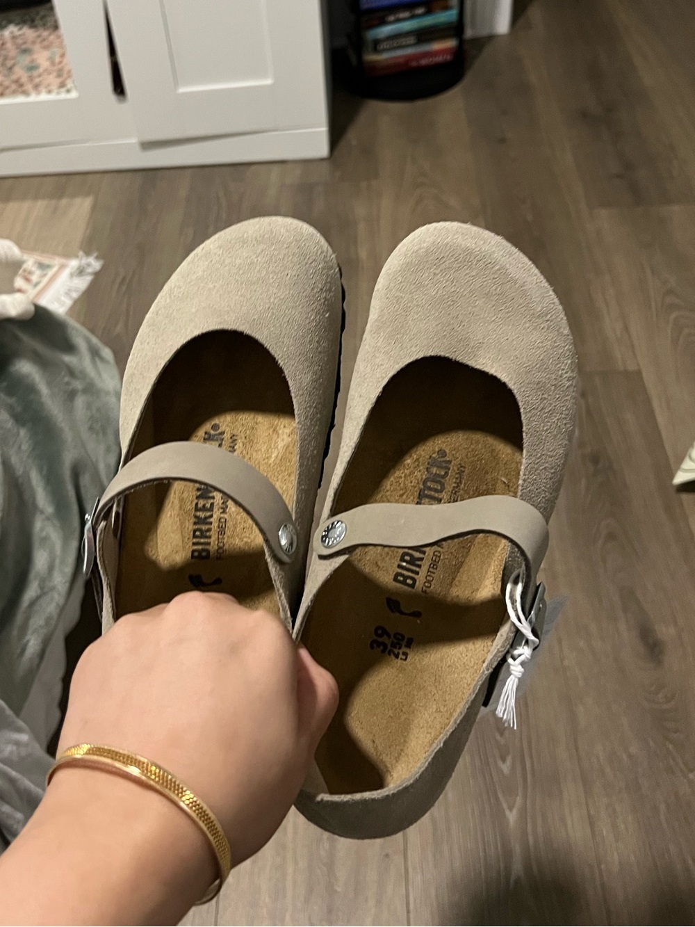 Birkenstock Mantova Suede Mary Jane Flats in Taupe